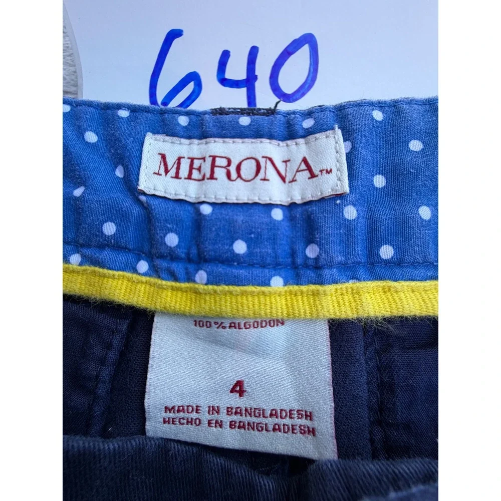 Merona Chino Shorts Women Size 4 Navy Blue Cotton Mid Rise Casual